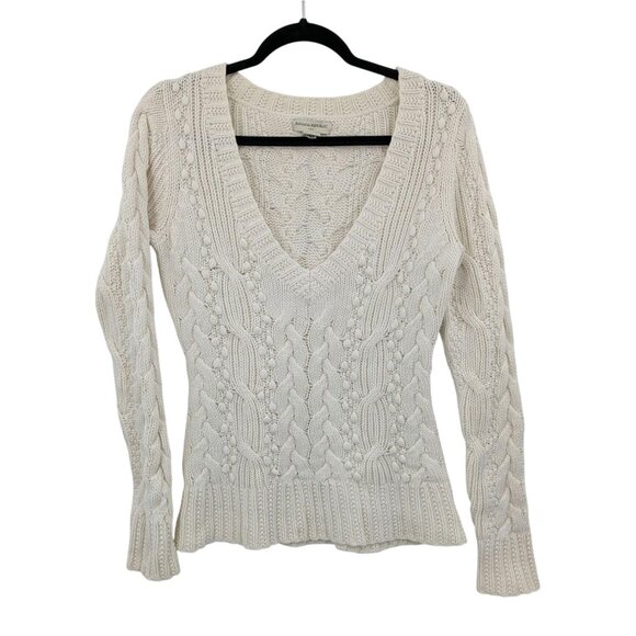 Banana Republic Cable Knit Sweater Women Size S Fishermen Pullover Popcorn Y2K - Picture 1 of 9